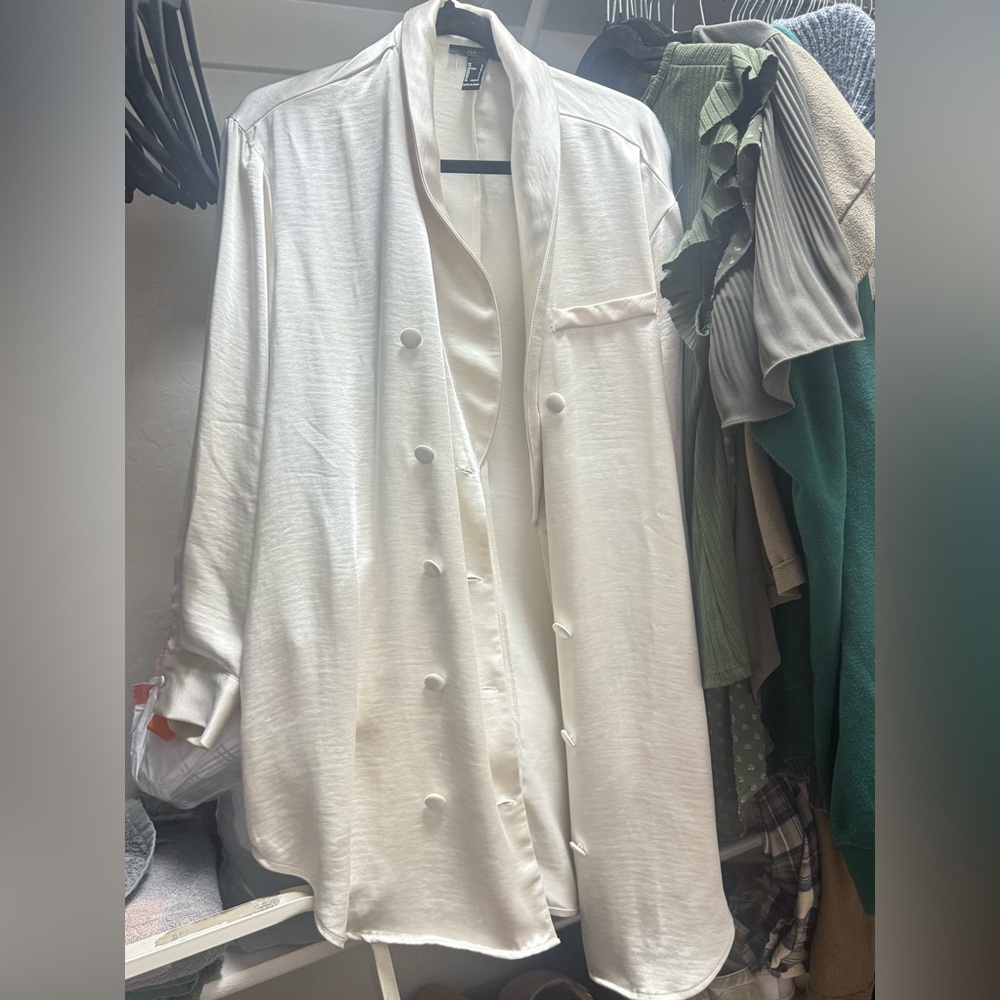 Forever 21 Silky Cream Blazer with Button Detail